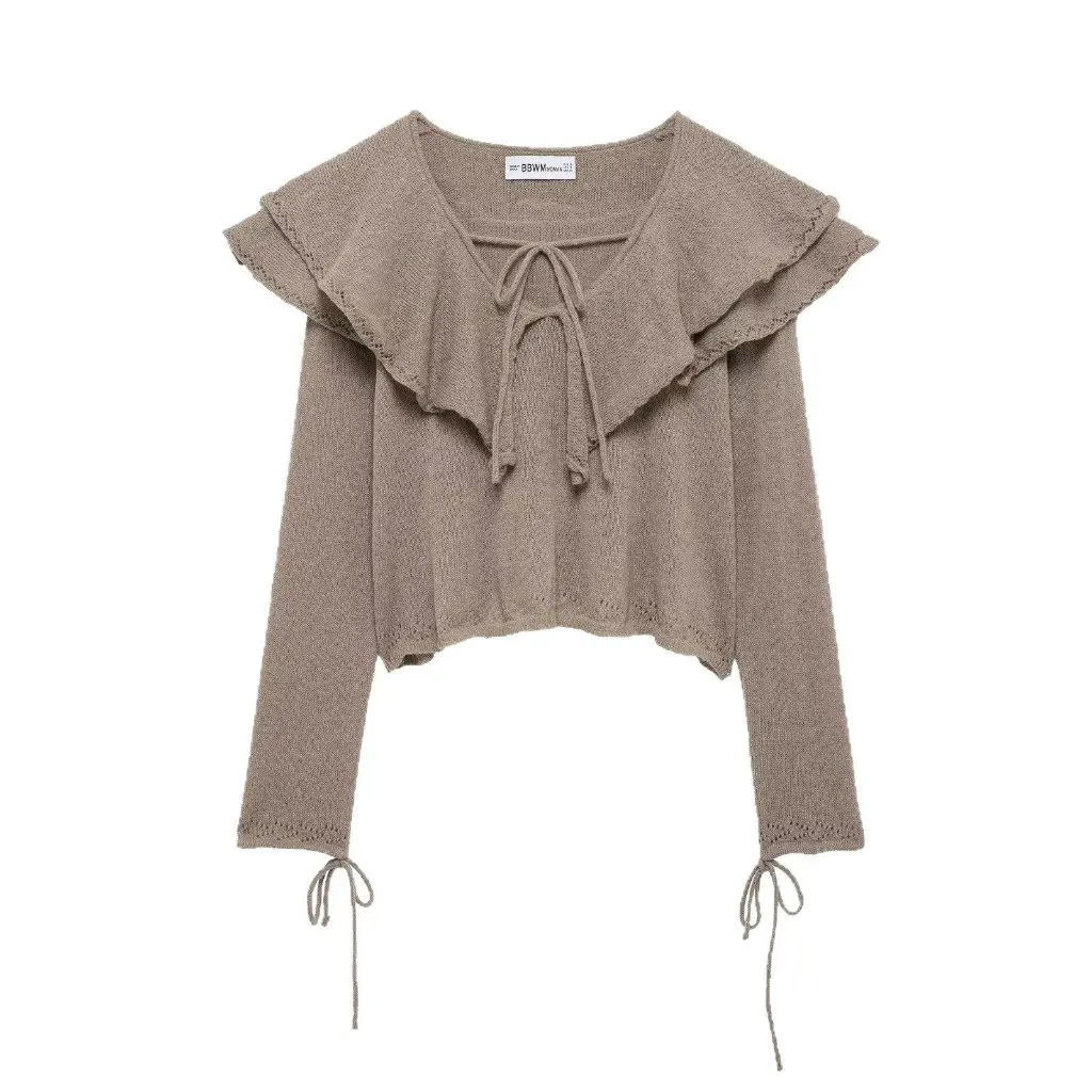 

Весенняя мода, ламинированный дизайн, милый вязаный свитер, женский топ с внутренней стороны, Новое поступление