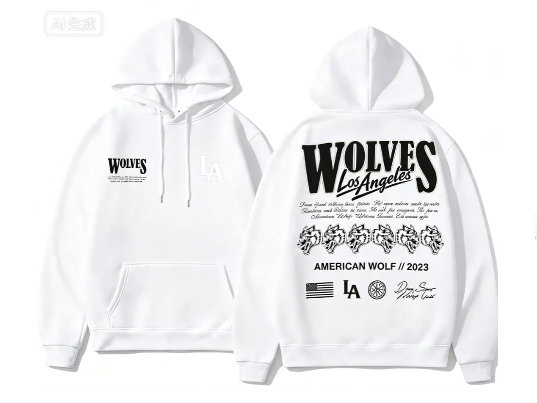 2026 Wolf Letter Graphic Hoodi - Graphic Hoodie Streetwear 评论和价格