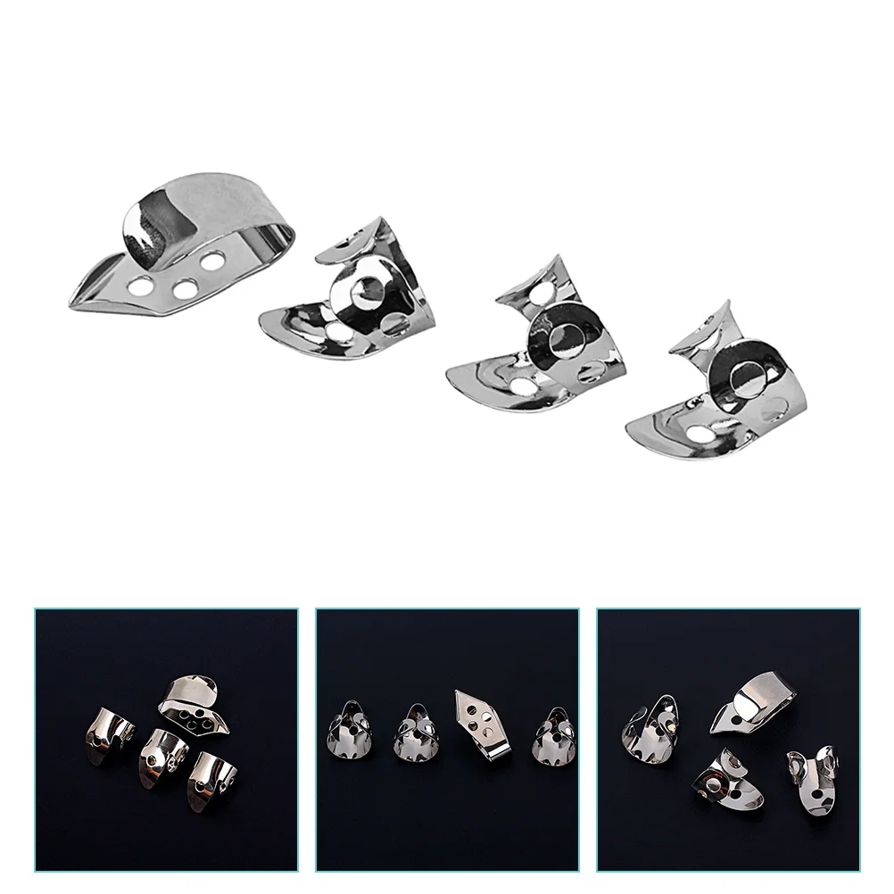 

4 Pcs Metal Guitar Picks Set Durable Finger Picks for Acoustic Guitar Banjo Thumb Pick Bass Fingertip Protector