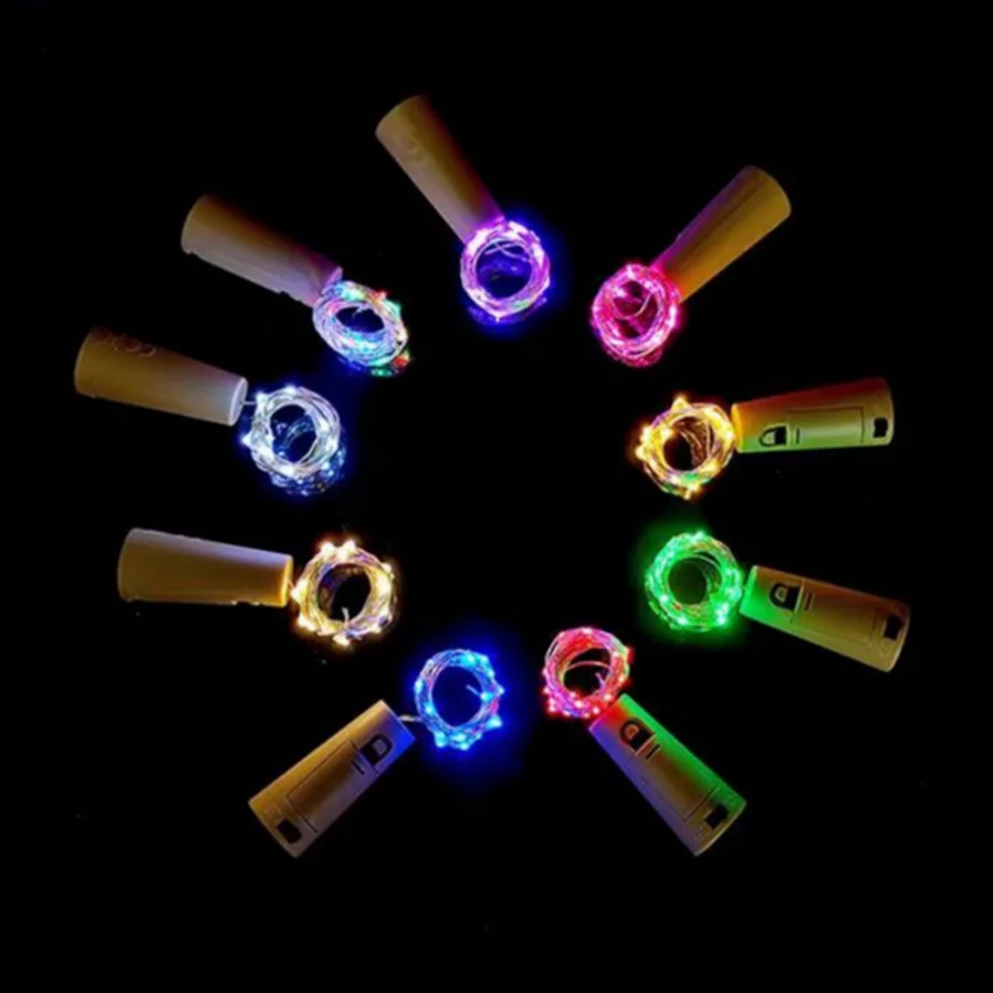 LED Christmas copper wire string lights wine bottle cork string lights holiday decoration garland wine bottle fairy lights