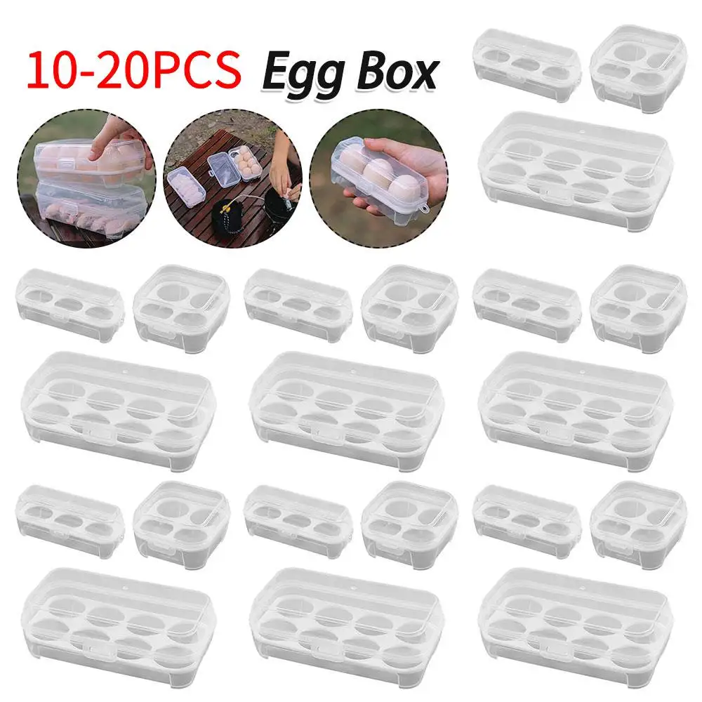 

10-20PCS 3/4/8 Grids Egg Holder Shockproof Kitchen Container Case Organizer for Outdoor Camping Picnic Portable Egg Storage Box