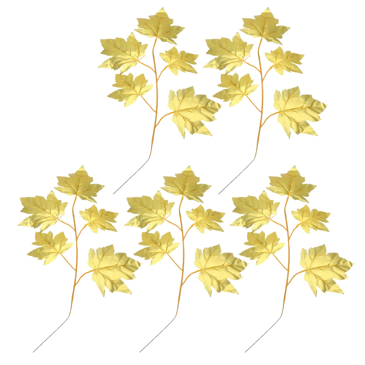 5 Pcs Artificial Autumn Maple Leave Gold Decor Leaves Decorate Fall Wedding Craft Material