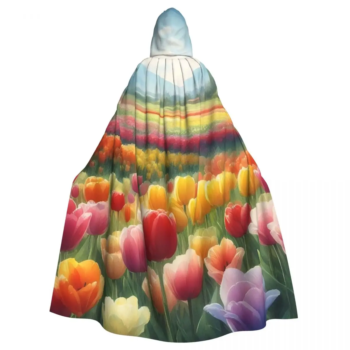 Tulips Flowers Field Of Tulips Colorful Tulips Tulip Garden Long Hooded Cloak Witch Cosplay Cape HalloweenVampire Adult Unisex