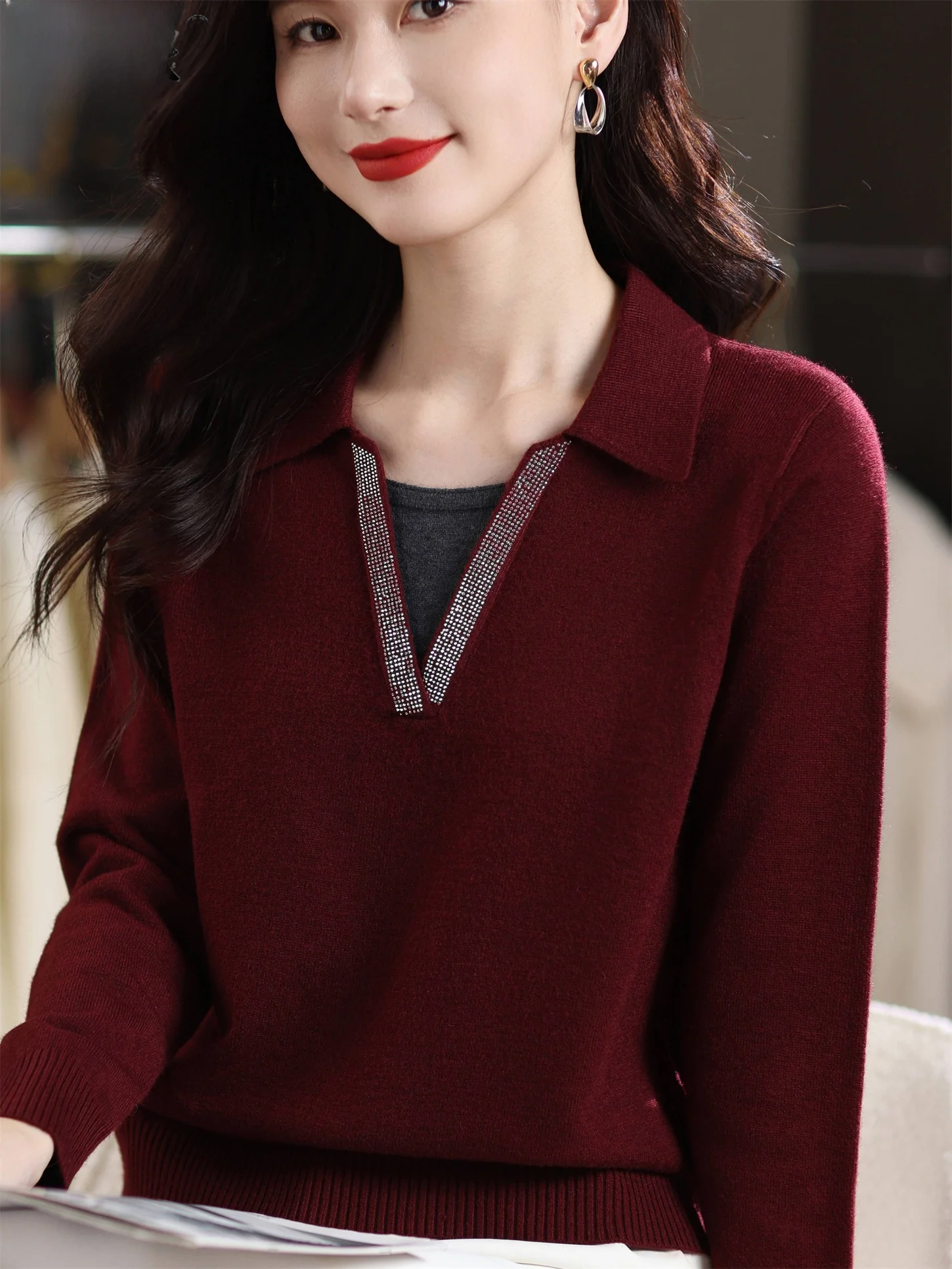 

Осень-зима, повседневная вязаная основа irt, женский модный свободный свитер, топ, теплая молодежная футболка с откидным воротником