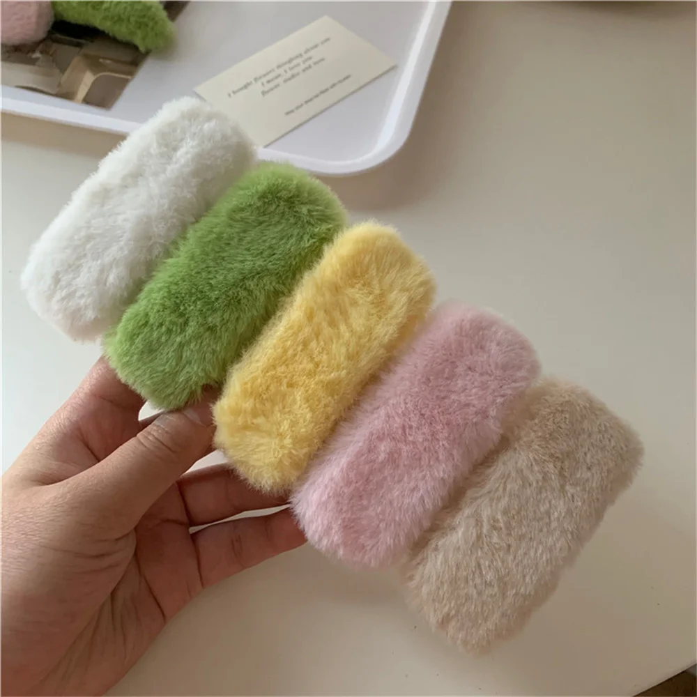 Square Hairpin All-match Popular Hairpin Bangs Clip Clothing Accessories All-match Hairpin Lovely Soft Plush Cute Hairpin Large