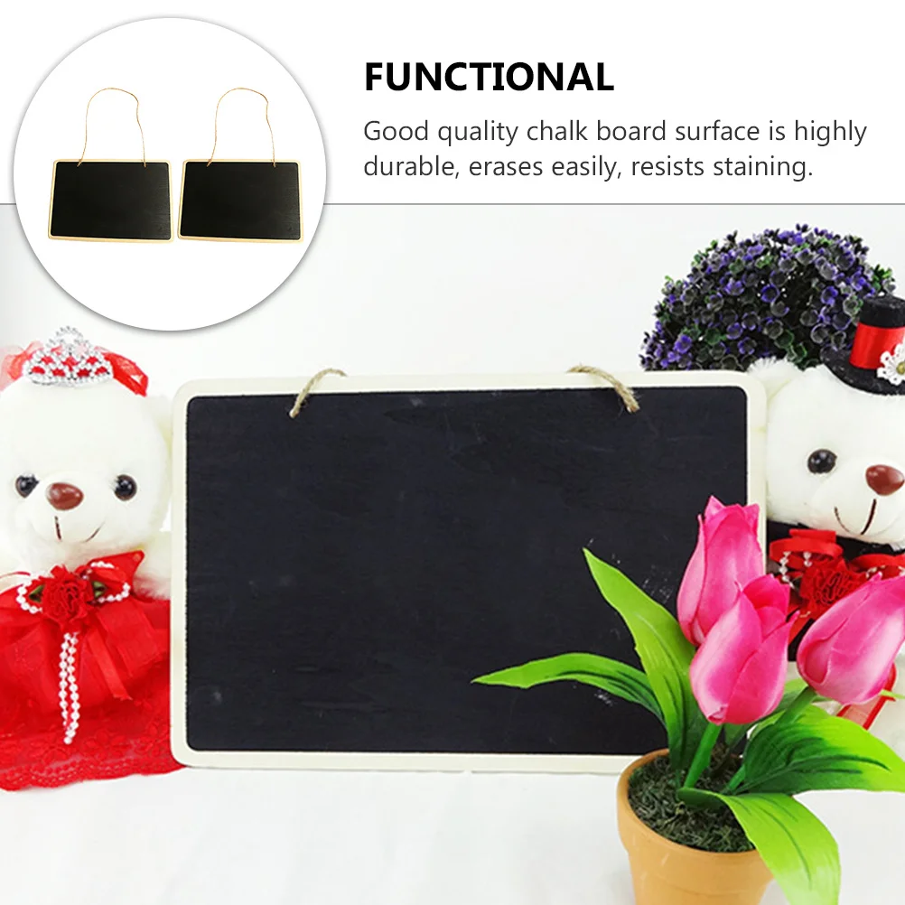 

2 pcs Black Chalkboard Wooden Frame Mini Hanging Notice Board For Office School Restaurant Decor Portable Message Board Writing
