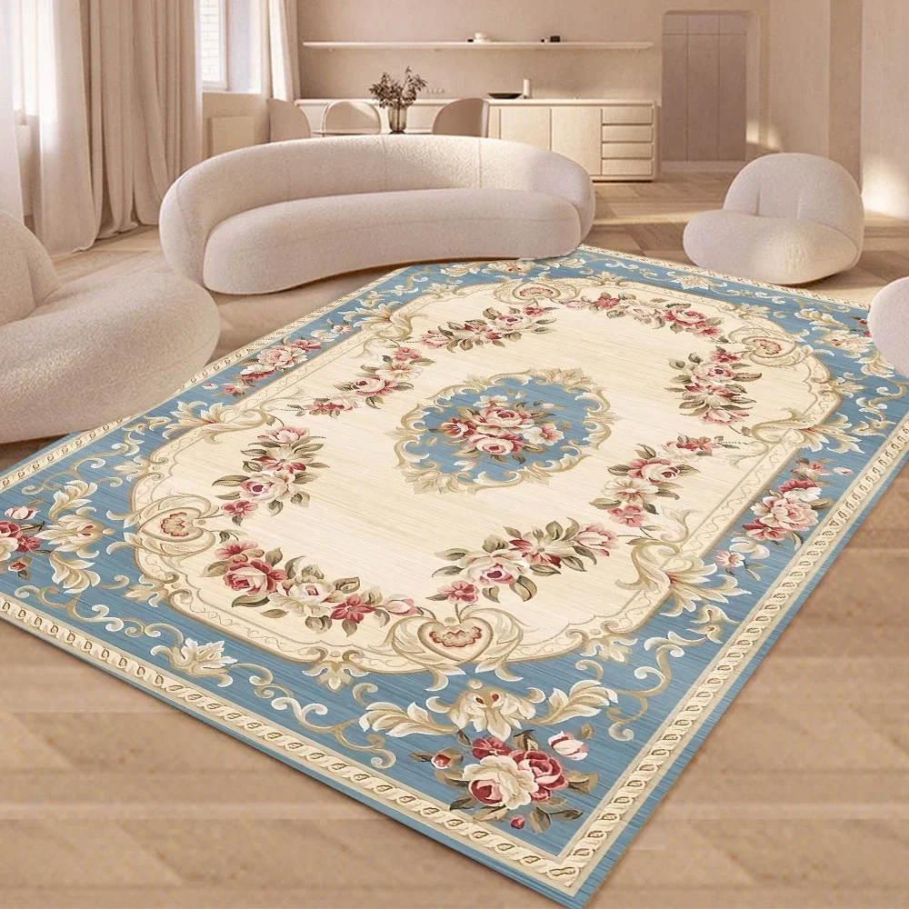 Der europäische VIKAMA-Blumenteppich von VIKAMA eignet sich für Wohnzimmer, luxuriöse Dekormatte, rutschfest, für Schlafzimmer, Garderobe, waschbar, weiche Unterlage