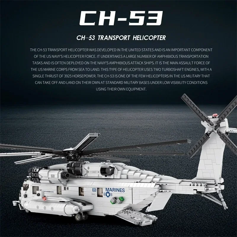 2192PCS CH-53E Transporthelikopter Bouwstenen Legervliegtuig Militaire Vechter Model Montage Bricks Kids DIY Speelgoed Vakantie Cadeau