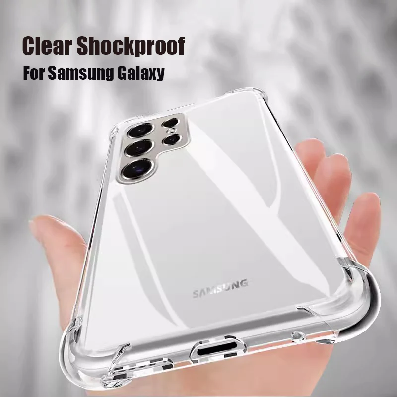 Shockproof Clear Case For Samsung Galaxy S23 S22 Plus S24 Ultra S23 Fe Silicone Soft Cover For Samsung A53 A73 A33 A23 A13 A03S