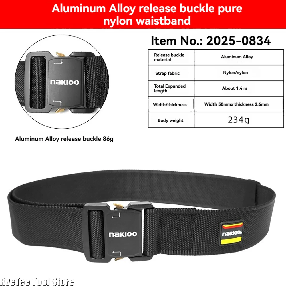 NAKIOO Ultra-Breathable Nylon Tool Belt Alloy Buckle Waist Bag with Padded Protector for Men Cool Gift Idea
