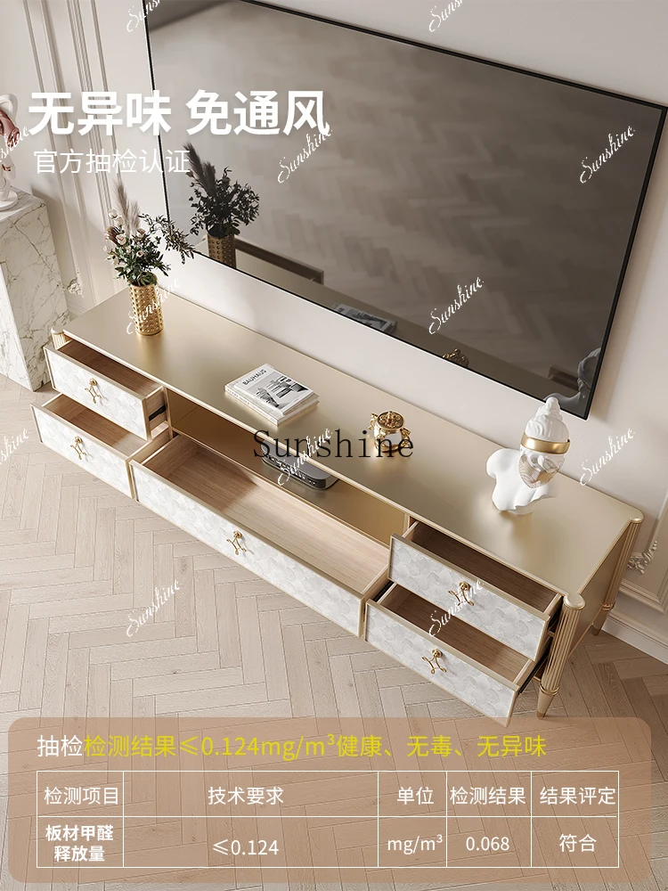 All solid wood shell TV cabinet hollow floor living room household light luxury simple storage drawer  FT