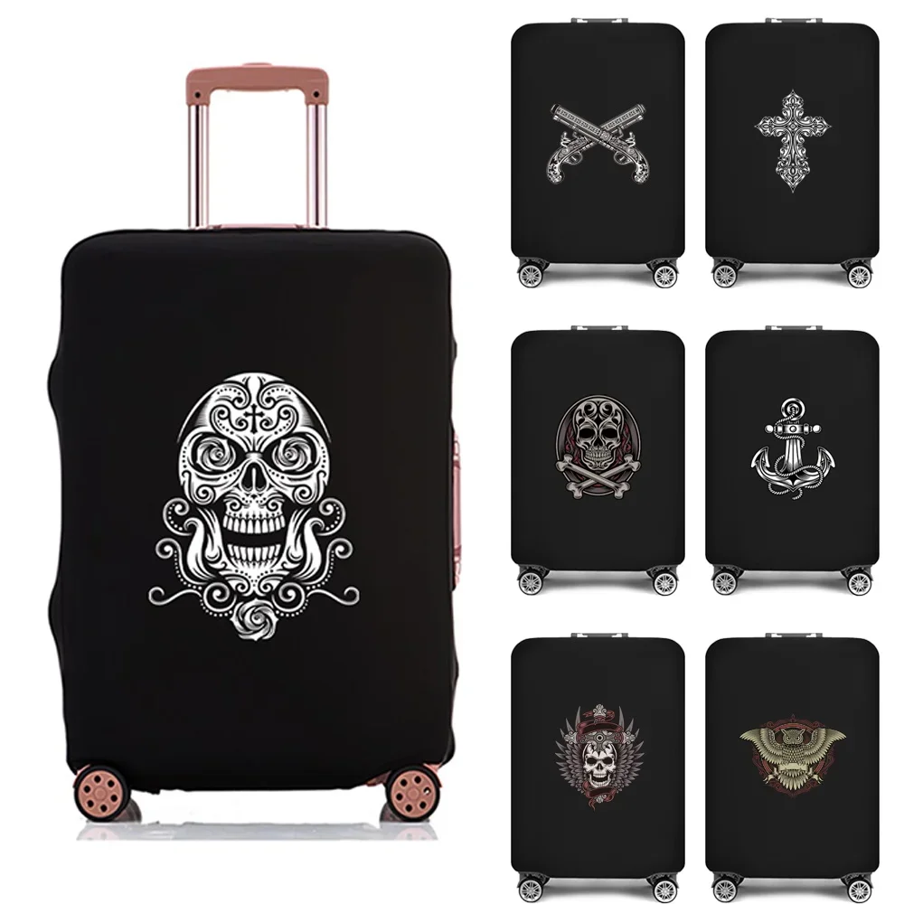 Juste de protection de bagage élastique épaisse, étui à poussière, sac pour 18 "-28", valises de voyage, motif tête de mort, accessoires de voyage