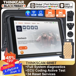 THINKCAR THINKSCAN 689BT Car Scanner CANFD DOIP OBD2 Diagnostic Tool 34 Reset Full System ECU Coding Bi-Directional Control Scan