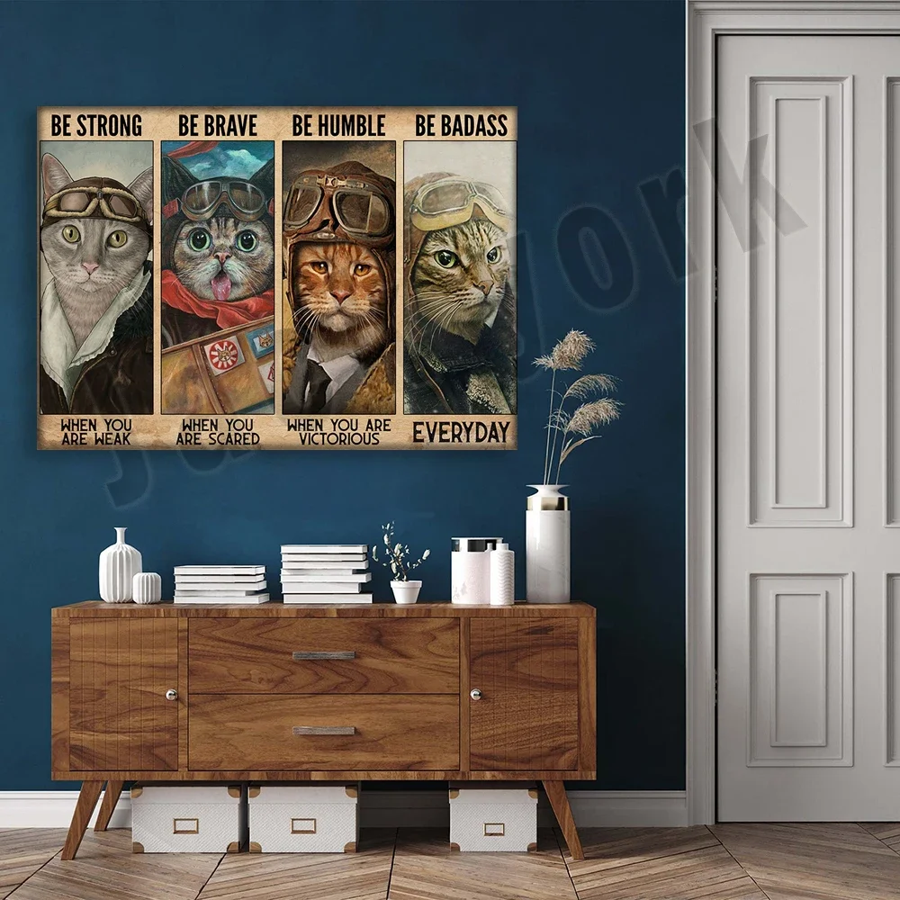 ملصق القطط الطيار الطائر القفز بالمظلات يكون قويًا عندما تكون ملصقًا ضعيفًا لتزيين الحياة المنزلية #4