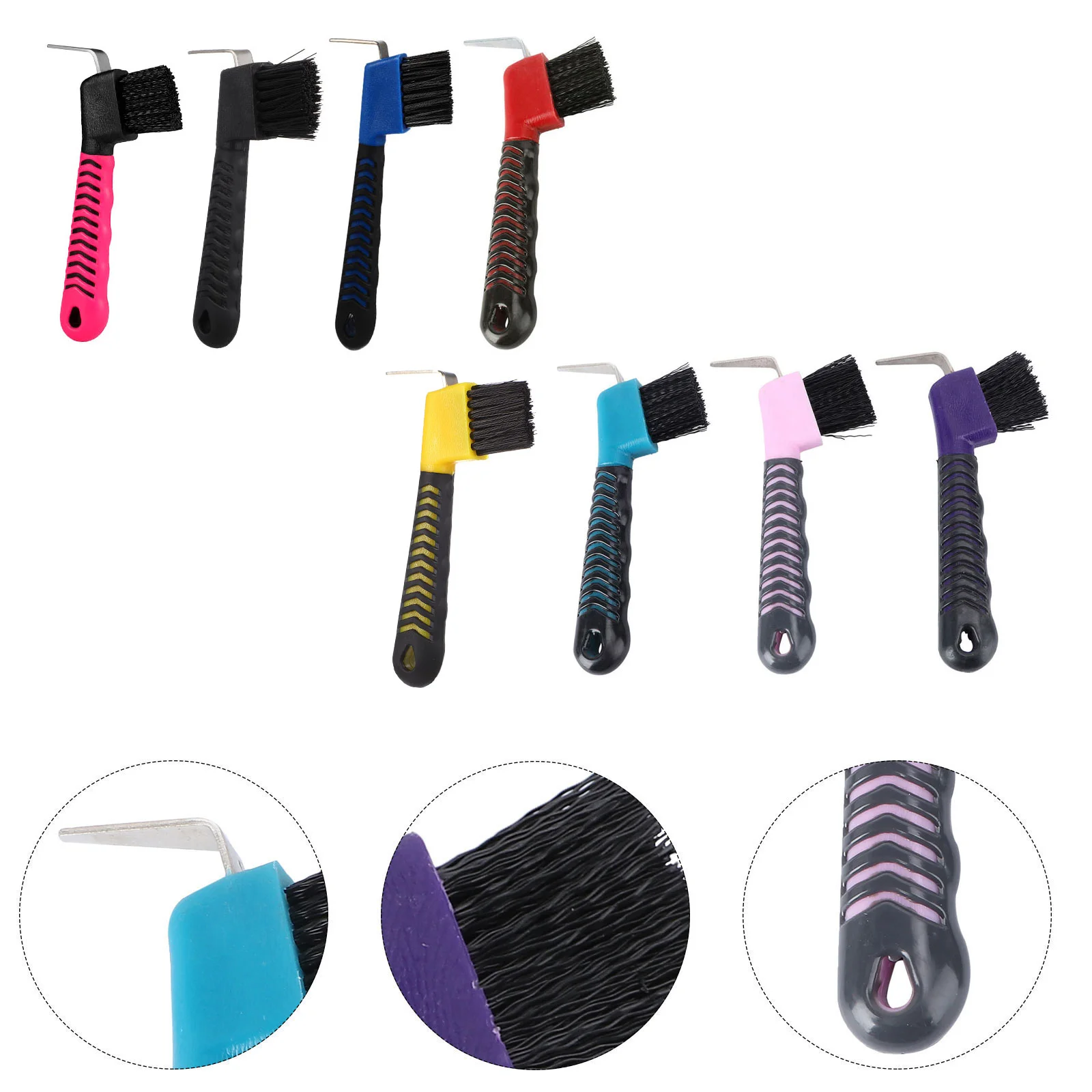 Horse Hoof Maintenance Pick and Brush Combination with Grooming Tools Horseshoe Hook Care