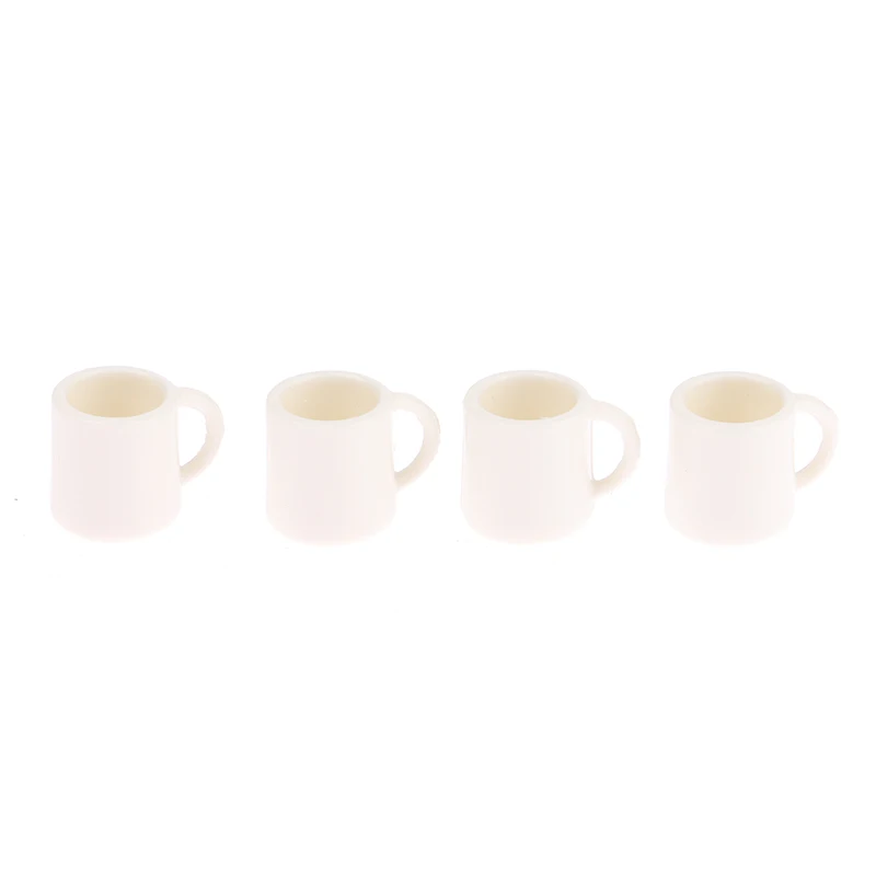 New4Pcs/Set 1:12 Dollhouse Miniature Cup White Mug Water/Drink Cup Tea Cup Model Doll House Decor Accessories