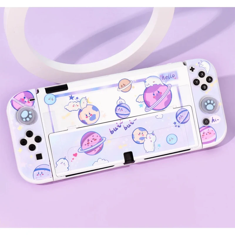 Kawaii Pastel Planets Funda Nintendo Switch OLED Cover Case Dockable Protective TPU Shell For Nintendo Switch Controller Joy-Con