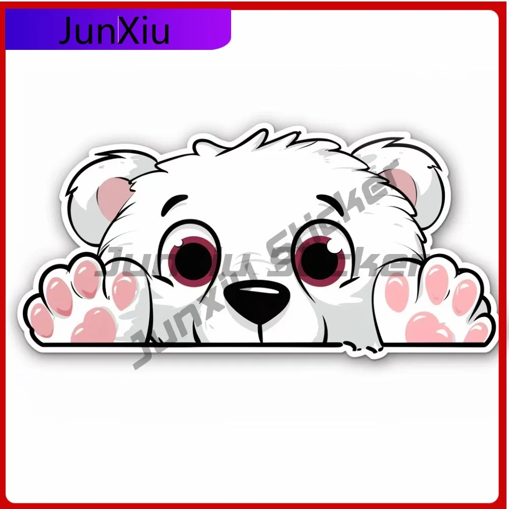 

White Bear Peeking Perfect Aesthetic Car Laptop Window Bumper Waterproof Vinyl Decal Gift Vintage Trendy Retro Funny Vintage