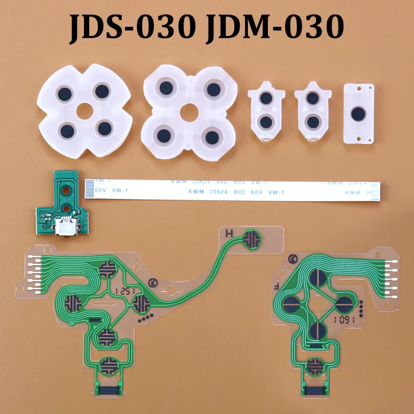 JDM-001/011 JDS-030 JDS-040 JDS-055 USB Charging Port Board Conductive Film Silicone Rubber Button For PS4 Pro Slim Controller