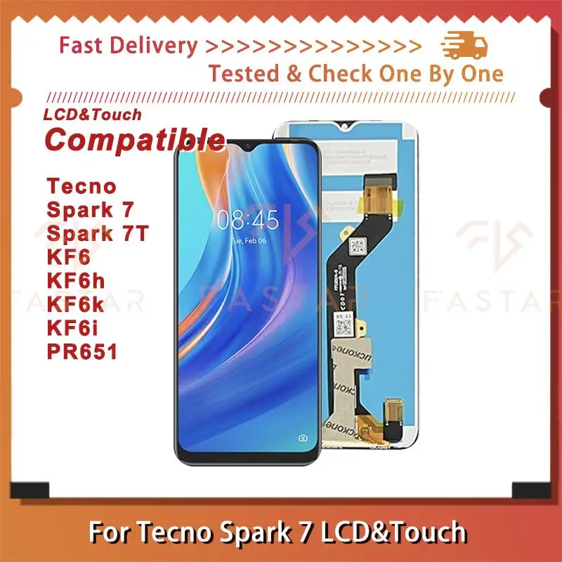 

KF6 6.5"Tested For Tecno Spark7 Spark7T LCD KF6h KF6k KF6i KF6j PR651 LCD Display Touch Digitizer Assembly Screen Spark 7 7T lcd