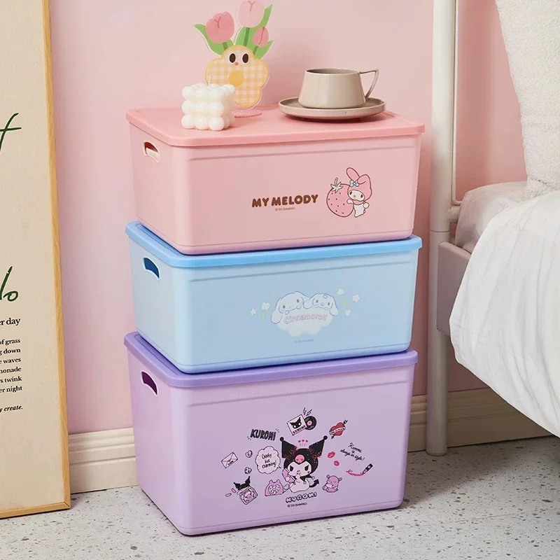 New Sanrio Cartoon Big Handheld Plastic Storage Basket Thickened Organizer Box for Miscellaneous Items Living Room Study view 4