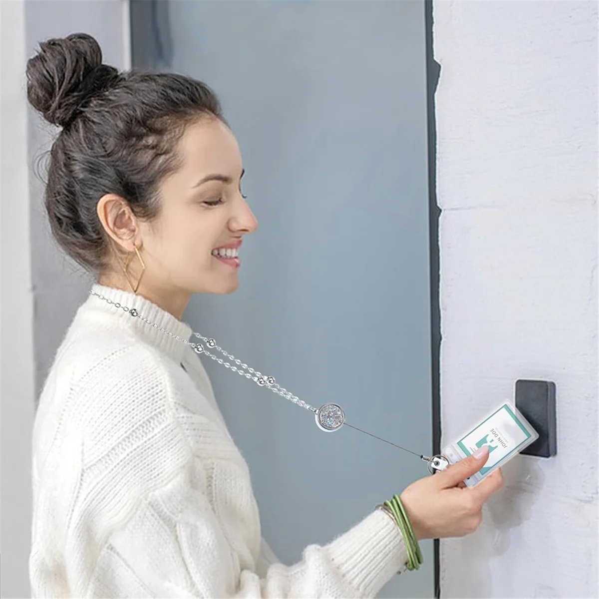 Confezione da 3 cordini da donna per badge identificativi con porta badge identificativo da 6 pezzi per cordini da crociera da donna in acciaio inossidabile Glitter-AB09