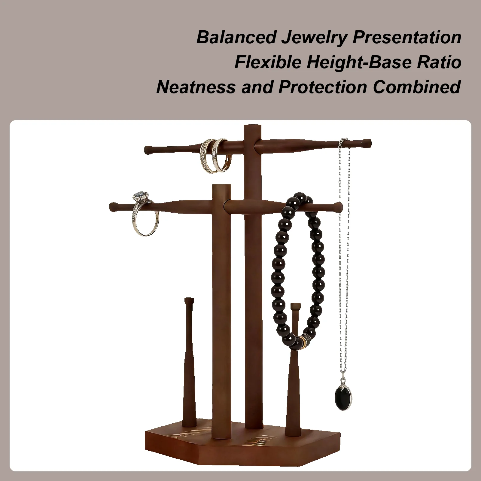 

Деревянная подставка для украшений, органайзер для хранения браслетов, колец, серег, подходит для спальни и квартиры