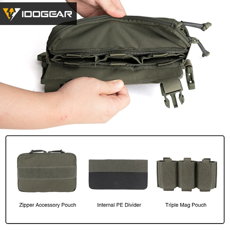 IDOGEAR-MOLLE Triplo Magazine Mag Pouch, Tatuagem Peito Rig, Saco Vest, KGR, 3319