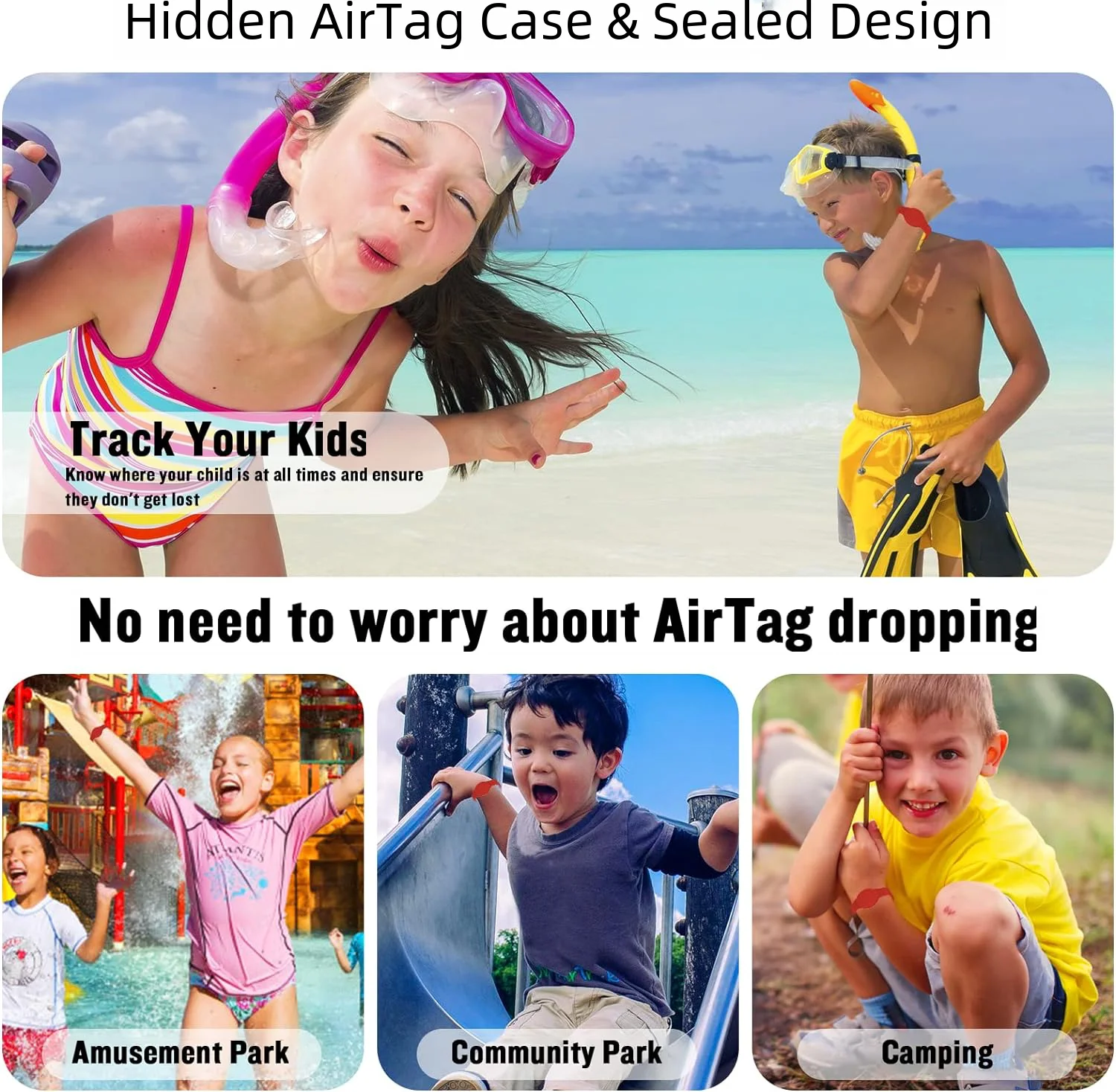 Pulsera AirTag impermeable para niños, pulsera oculta con etiqueta de silicona suave, rastreador GPS ligero para Apple Watch Band para niños