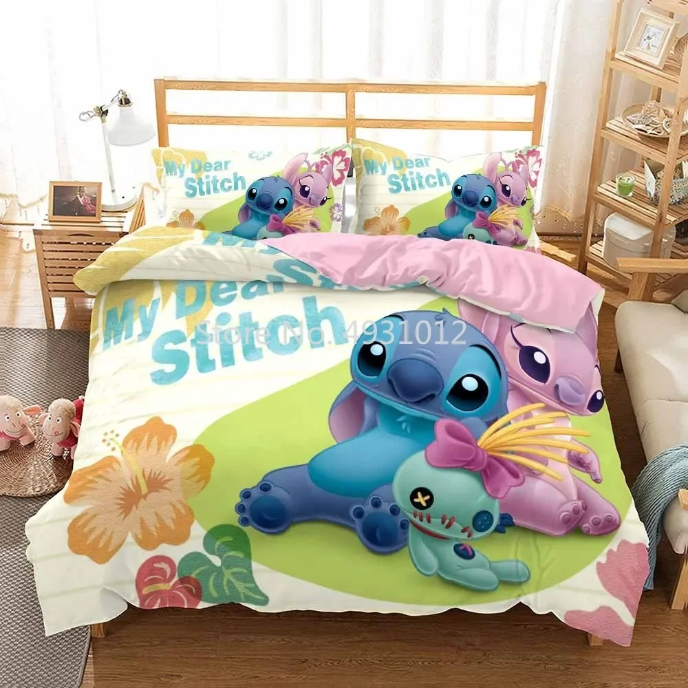 Disney Cartoon Lilo & Stitch Bedding Sets Luxury Disney Duvet Cover Set Home Textiles Kids Children Teen Bedspread Bedroom Decor