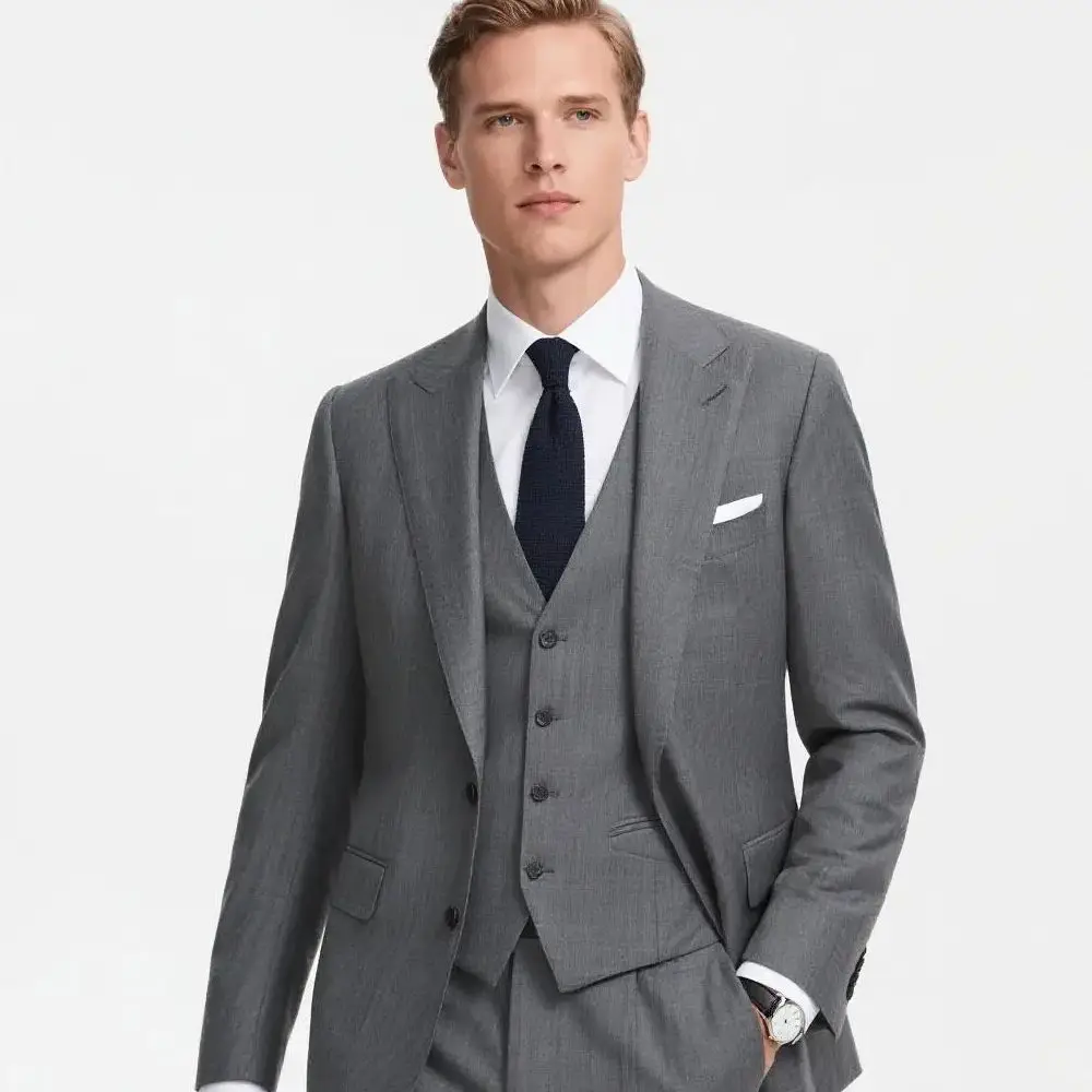 

3 peça fino ajuste verde terno masculino noivo smoking xale lapela único breasted blazer colete calças definir f