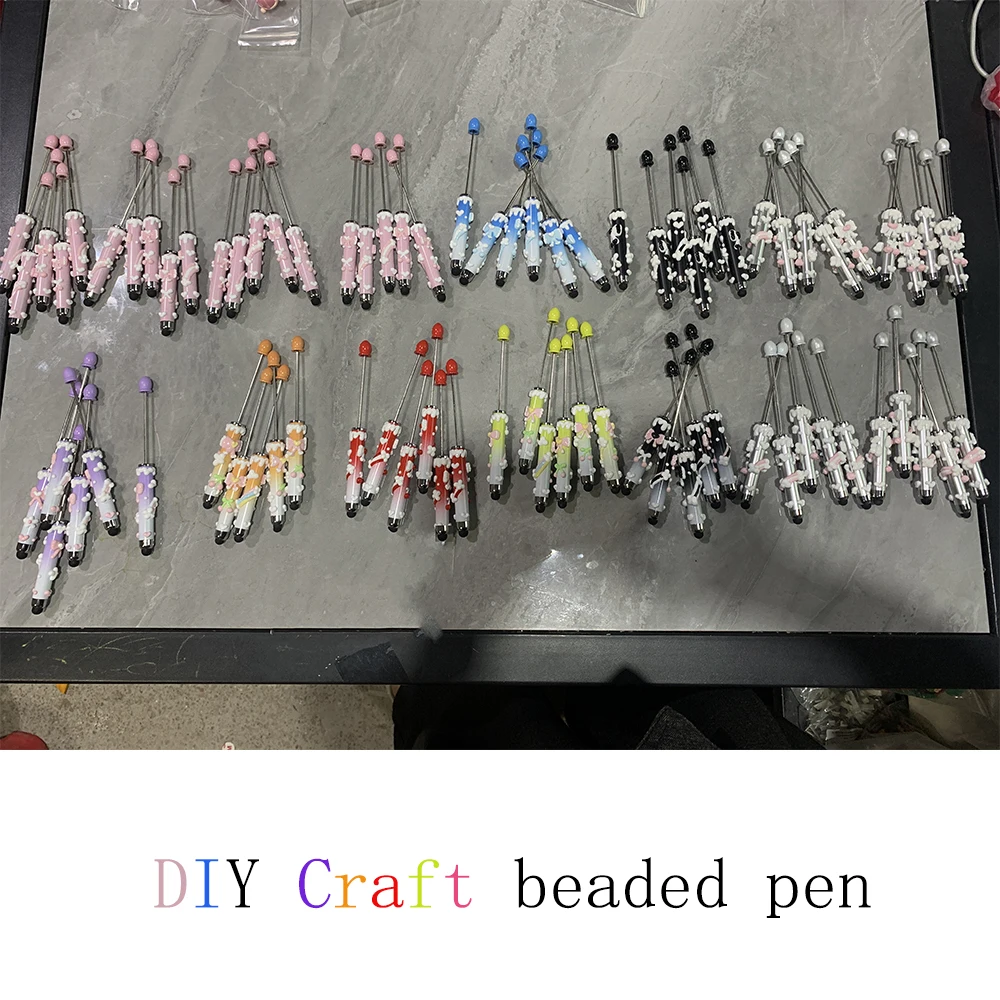 

5Pcs DIY Craft Beaded Ballpoint Pen Touch Screen Pen Gift for School Office School Advertising Pens Black Ink Writing Supplies