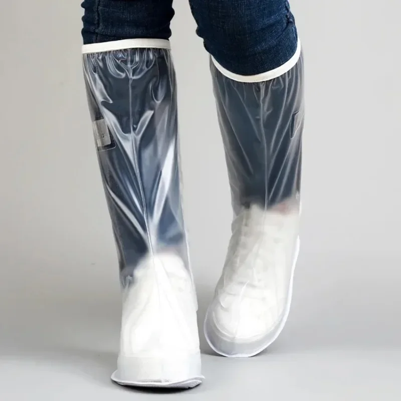 1Pair UNISEX High Tube Rain Shoe Cover with Pressed Edges and Thickened Sole Wear Resistant Non-slip Waterproof Rain Cover