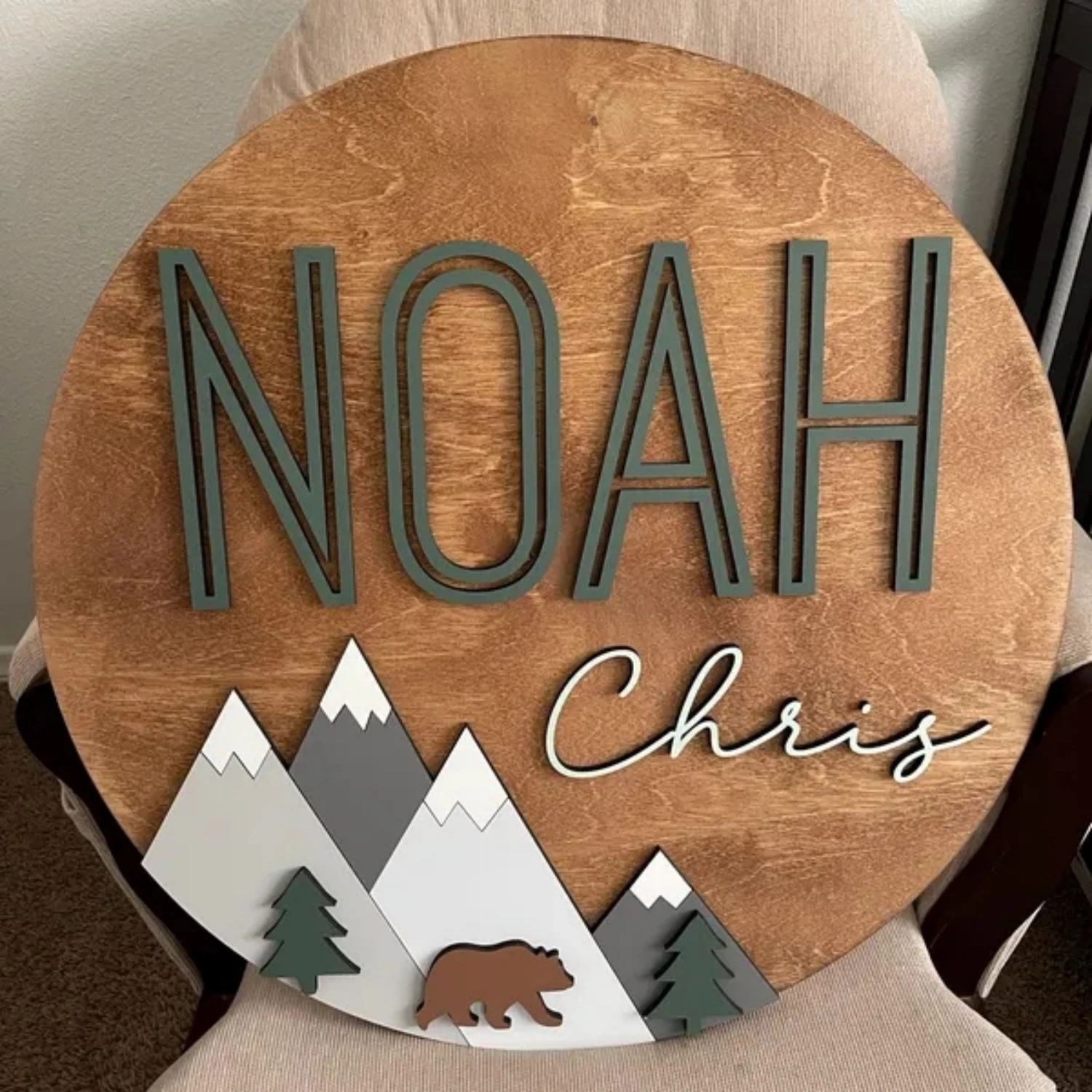 Personalized Woodland Theme Name Sign Custom Baby Nursery Sign Custom Wooden Name Plaque Baby Room Sign Newborn Name Sign