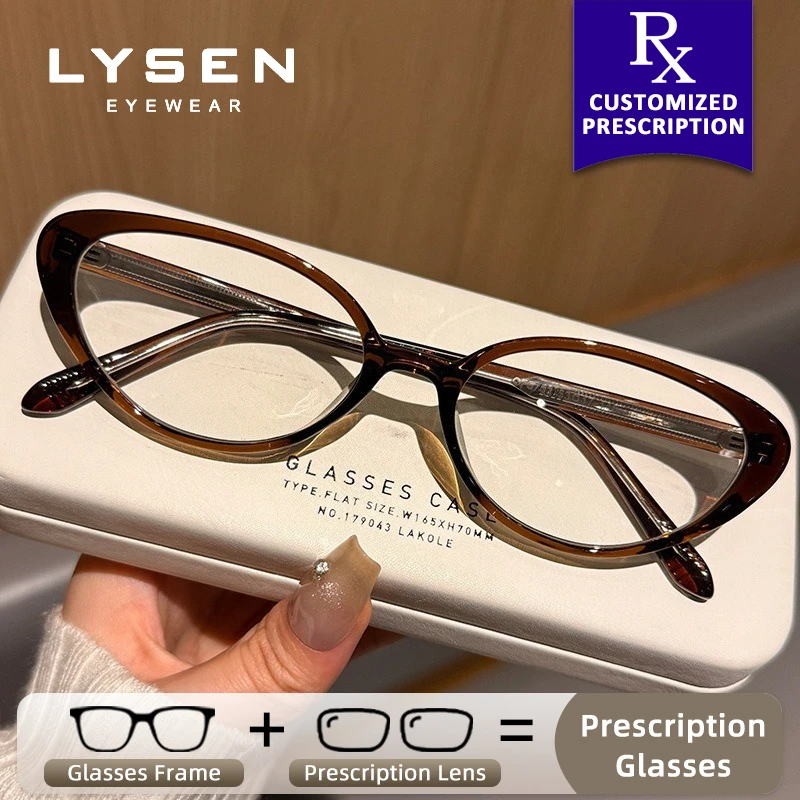 

LYSEN Trendy Cat Eye Women Photochromic Myopia Glasses Lady Glasses with Progressive Lenses Anti Blue Light Reading Eyeglasses