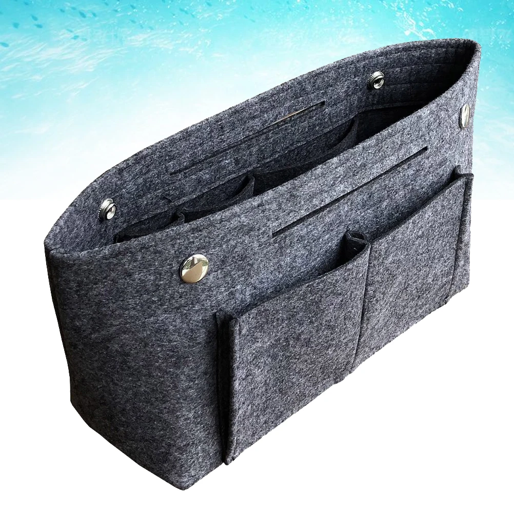 

Makeup Felt Bag Handbag Travel Toiletries Portable Cosmetics Dark Grey Miss