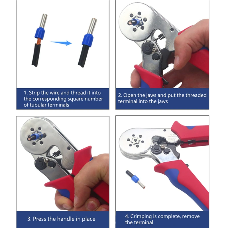 Tubular Terminal Crimping Tool HSC86-4A Pliers Ferrule Crimper Tools Electrician Clamp Sets Wire Tips Hand Tools