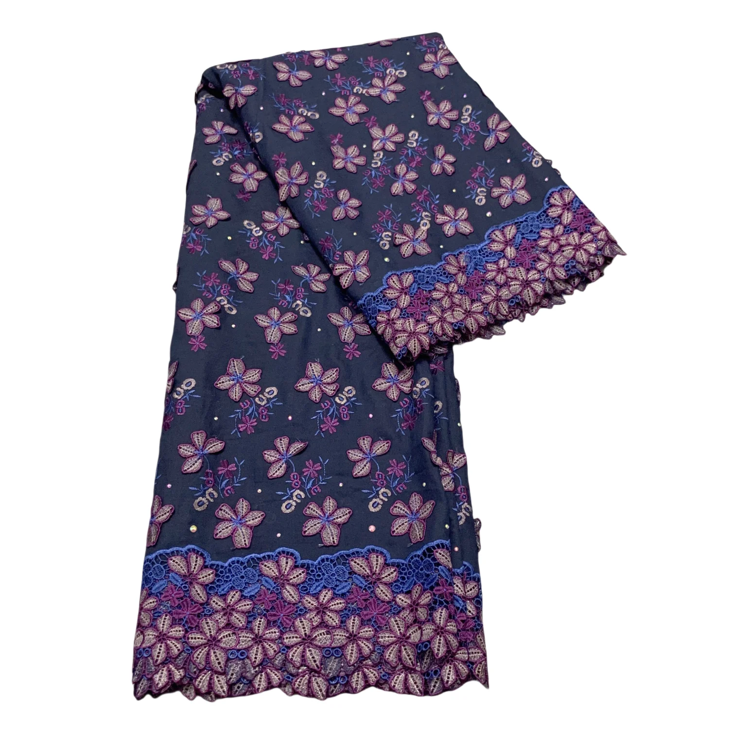 

Nigerian Swiss Voile Lace Fabric with 3D Flower Applique And Stones Super Quality African Wedding Dress Lace 2026