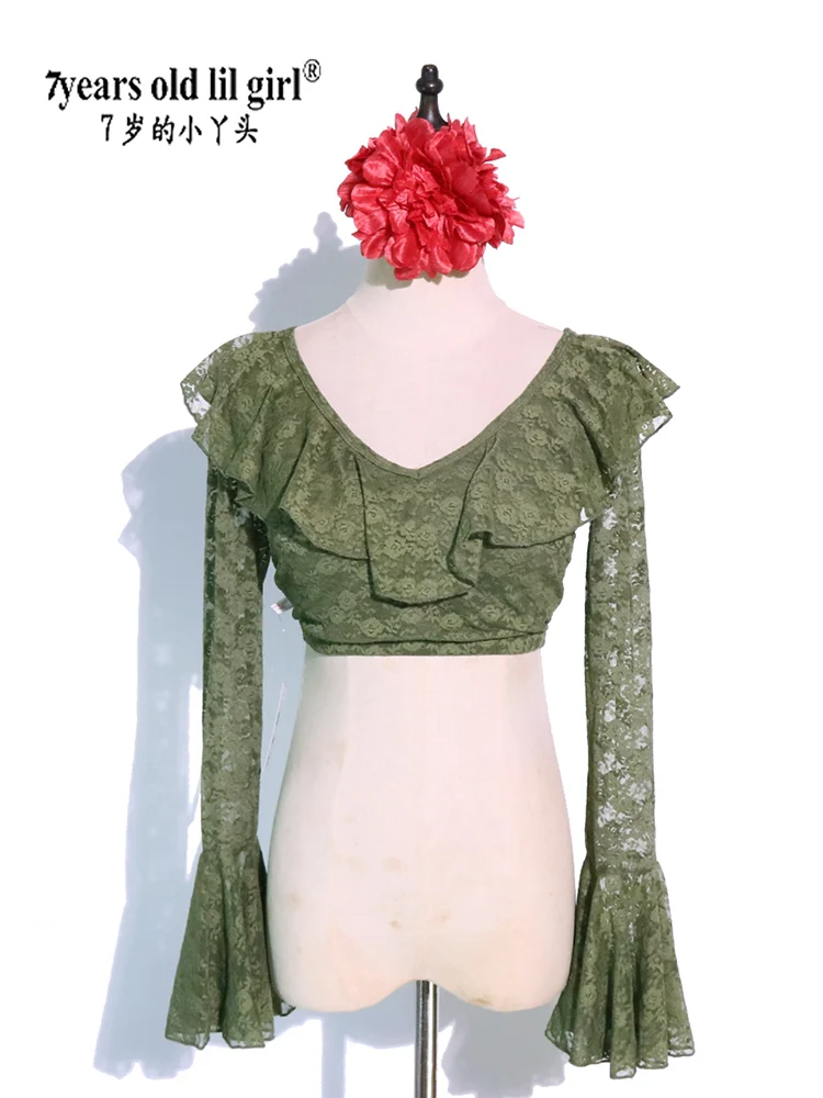 

Sexy Belly Dance Dancing Lace long sleeves Top Dancewear costumes top LSD08