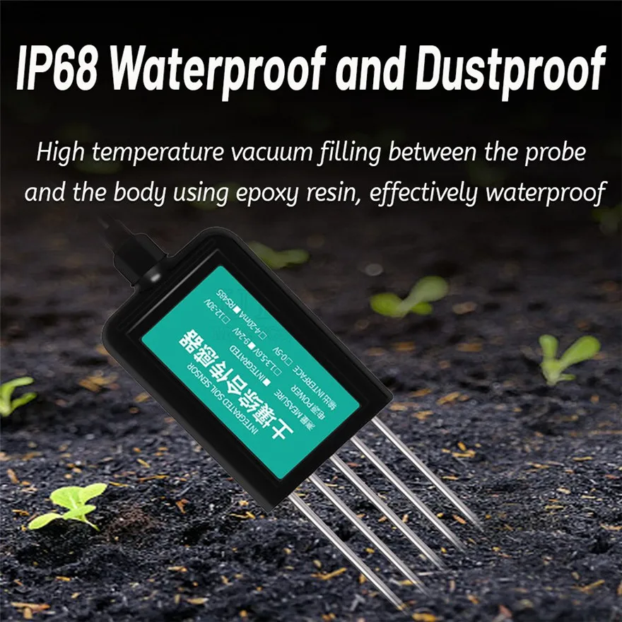 Soil Temperature Humidity Sensor RS485 PH Conductivity Detector Nutrient Salt Nitrogen Phosphorus Potassium Transmitter 7 In 1