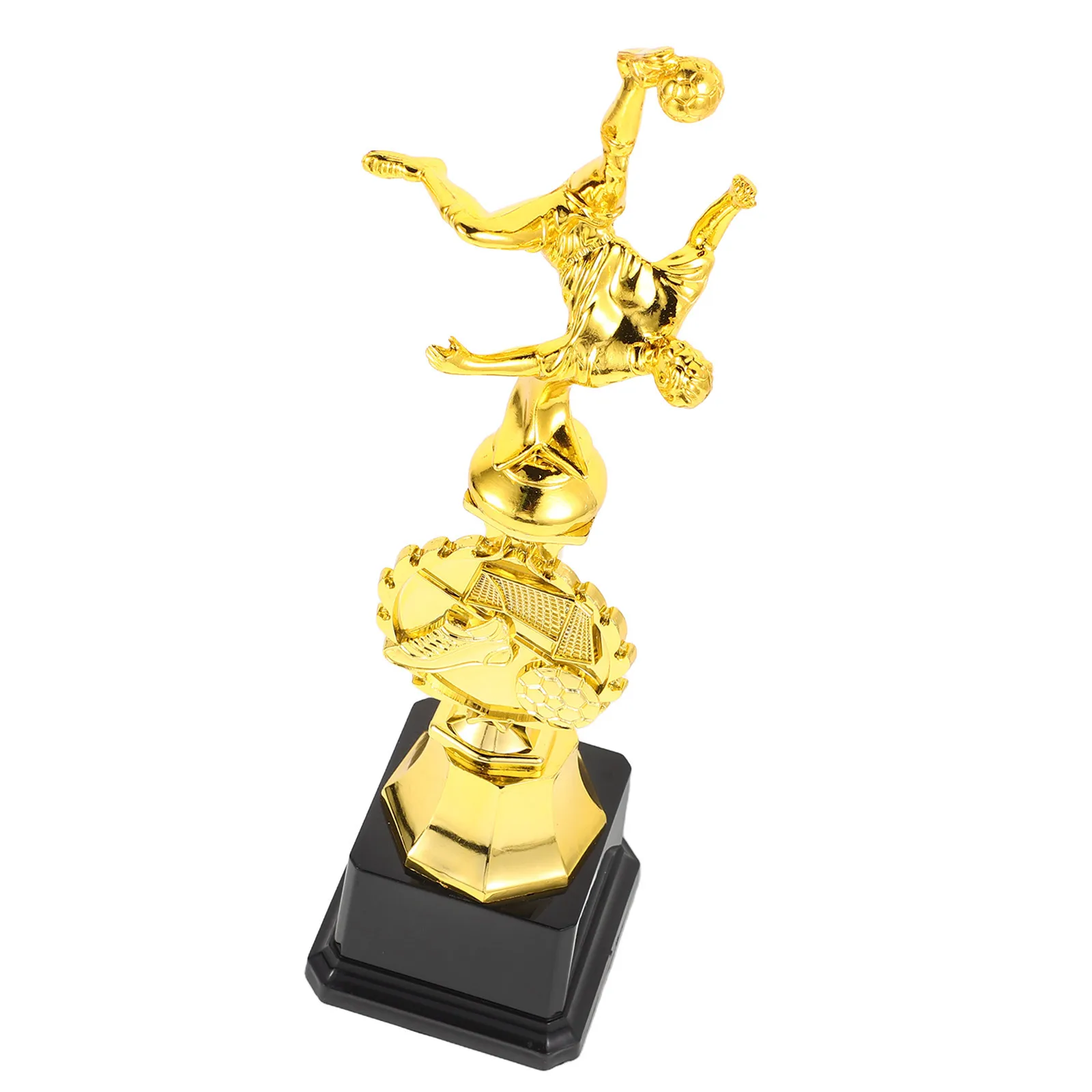 

Golden Football Trophy Durable Plastic Lightweight Elegant Design for School Company Tournaments Awards Prizes Competition