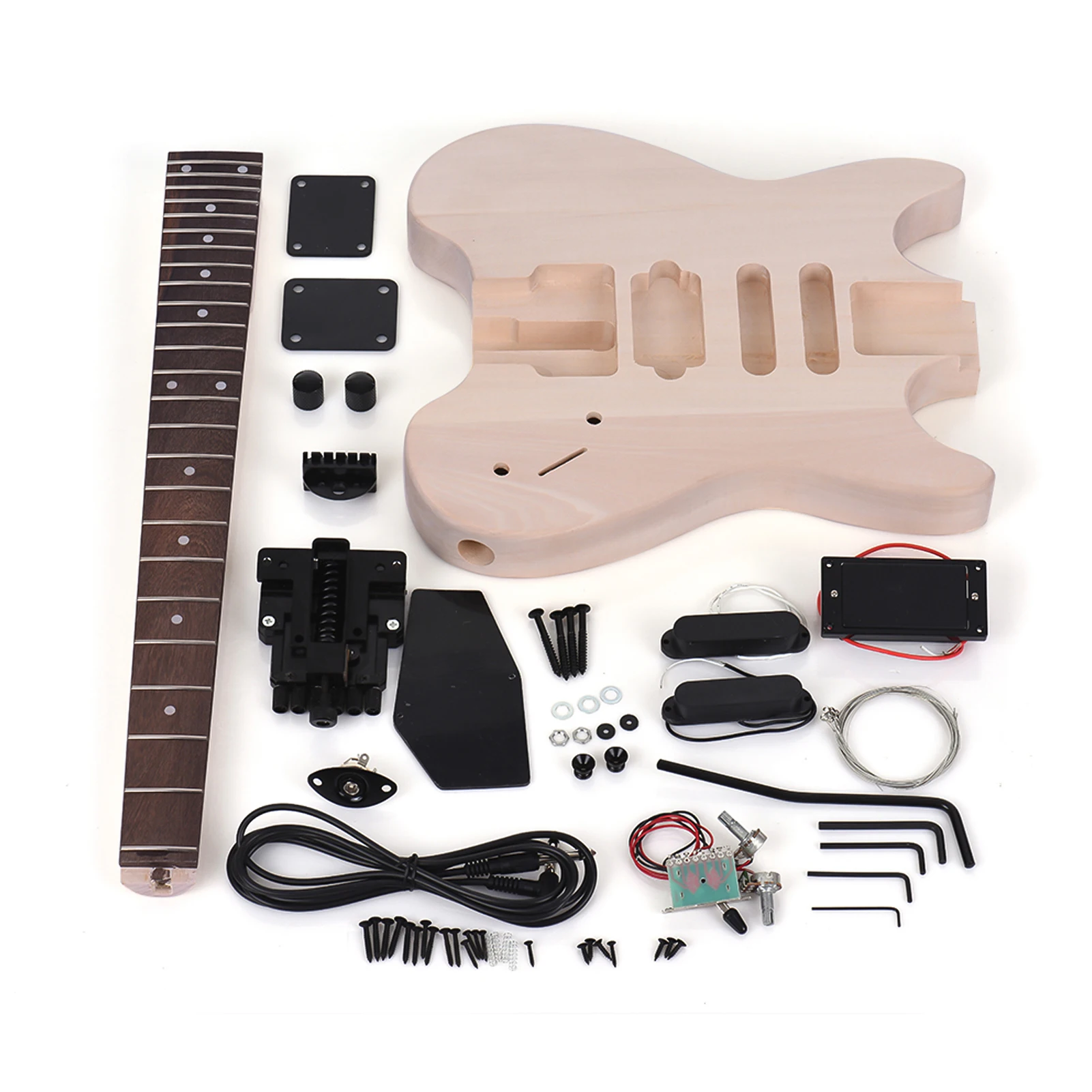 Unfinished DIY Electric Guitar Kit Basswood Body Rosewood Fingerboard Maple Neck Special Design Without Headstock