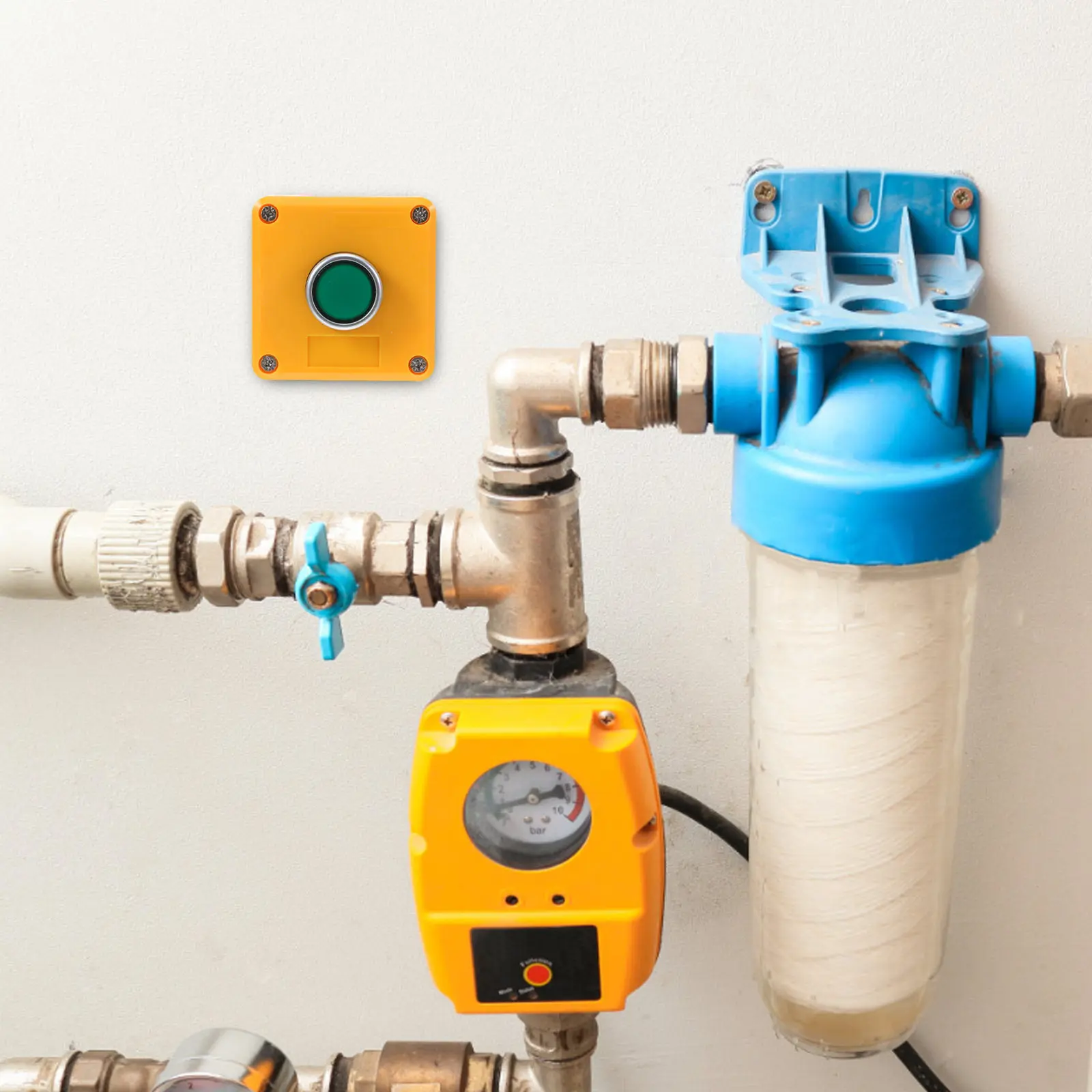 

Водонепроницаемая кнопочная панель промышленного класса в металлическом корпусе с запираемой крышкой для систем аварийной остановки наружного оборудования