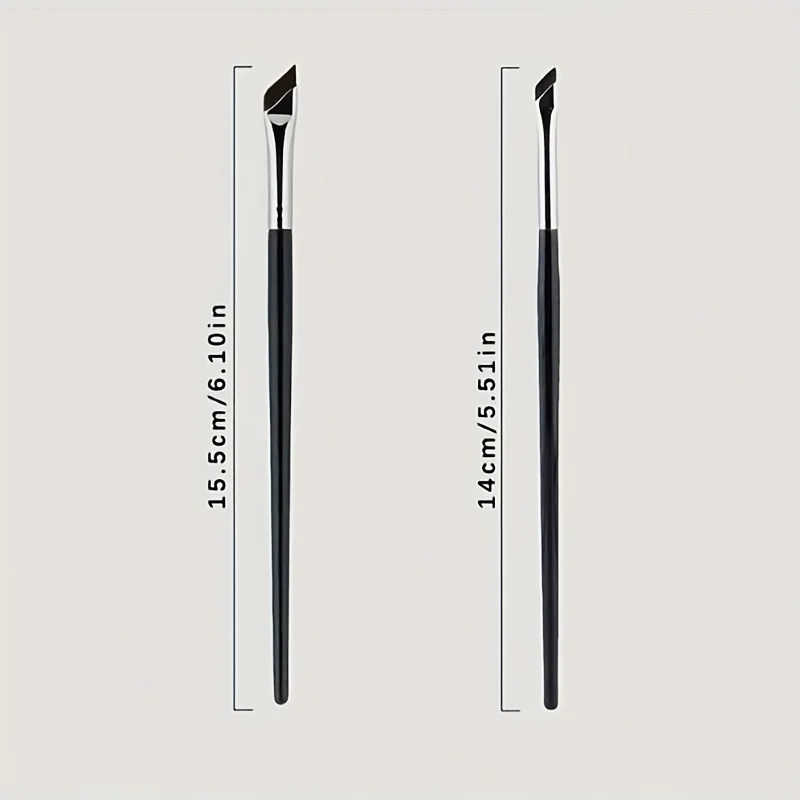 Juego de 2 pinceles para delineador de ojos diagonal ultrafino, pincel para delineador de ojos diagonal fino para cejas, ángulo plano diagonal ultrafino de hoz,