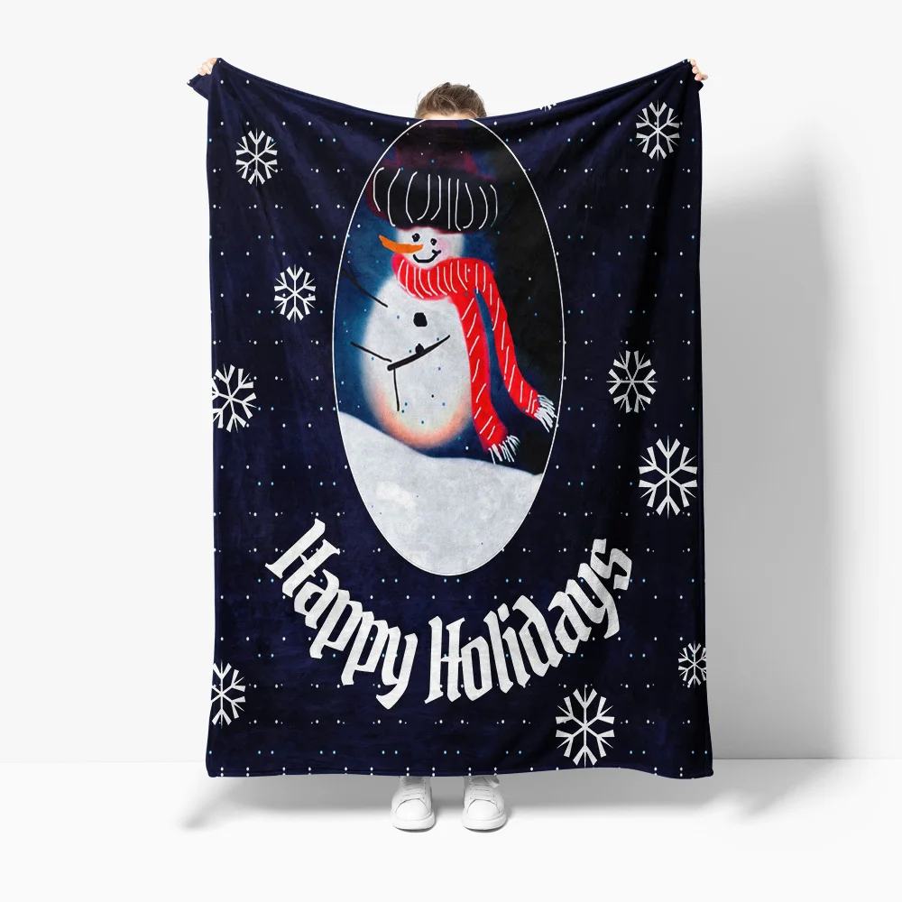 

Милое рождественское одеяло со снеговиком, мягкое флисовое одеяло для детей, подростков, взрослых, праздничный подарок, украшение