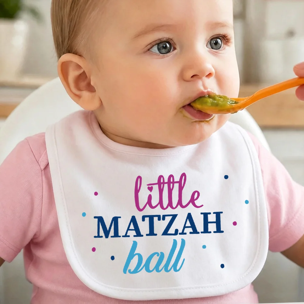 Little Matzah Ball Printed Baby Bib Cute Jewish Gift for Newborns Infants Toddlers Judaica Baby Supplies Kosher Food Baby Shower