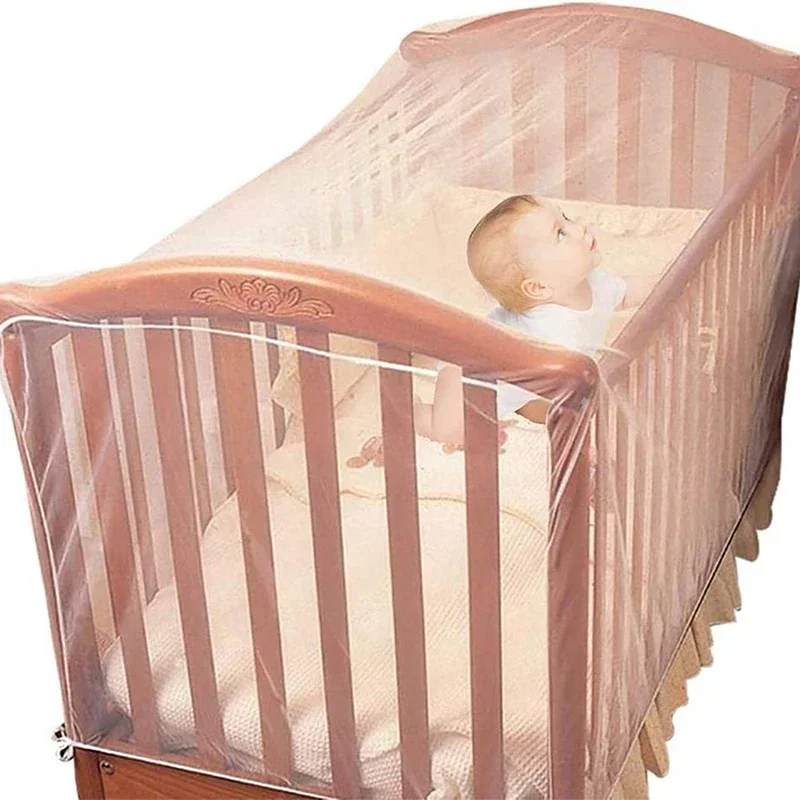 

Summer Crib Mosquito Net Baby Bed Anti-mosquito White Mesh Cover Four Seasons Universal Foldable Breathable Crib Net 135*60*90CM