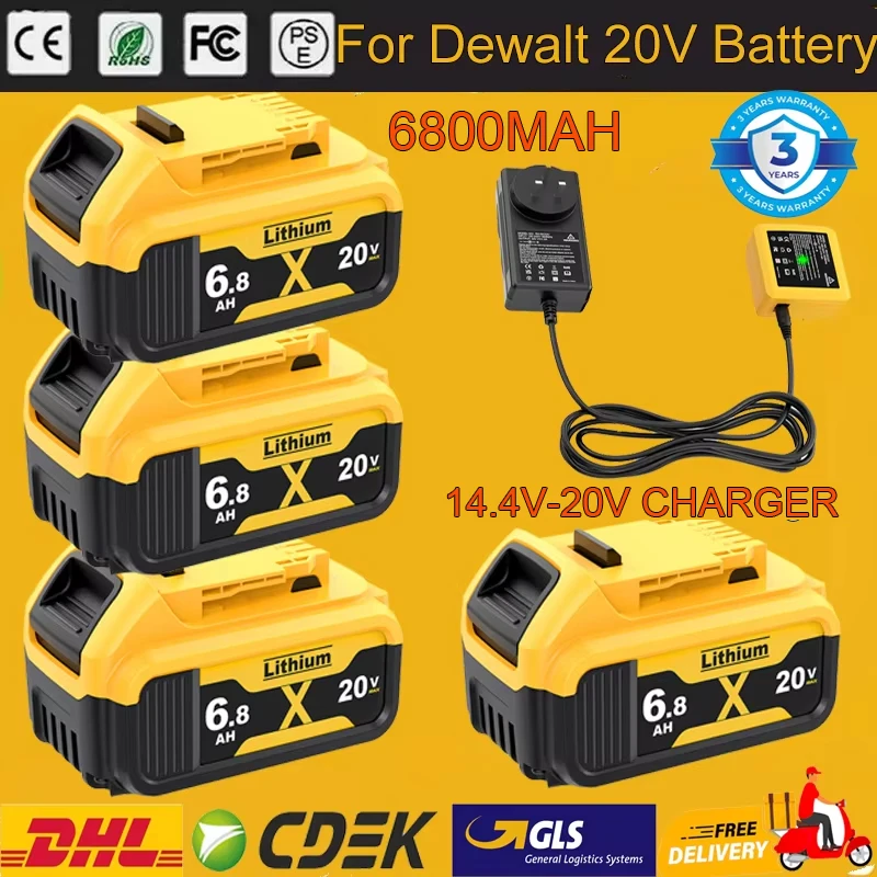 

For Dewalt 20V Drill Tools DCB200 Li-ion Battery 18650 Battery Replacement For DeWalt DCD805 Impact Driver Power Tool Battery