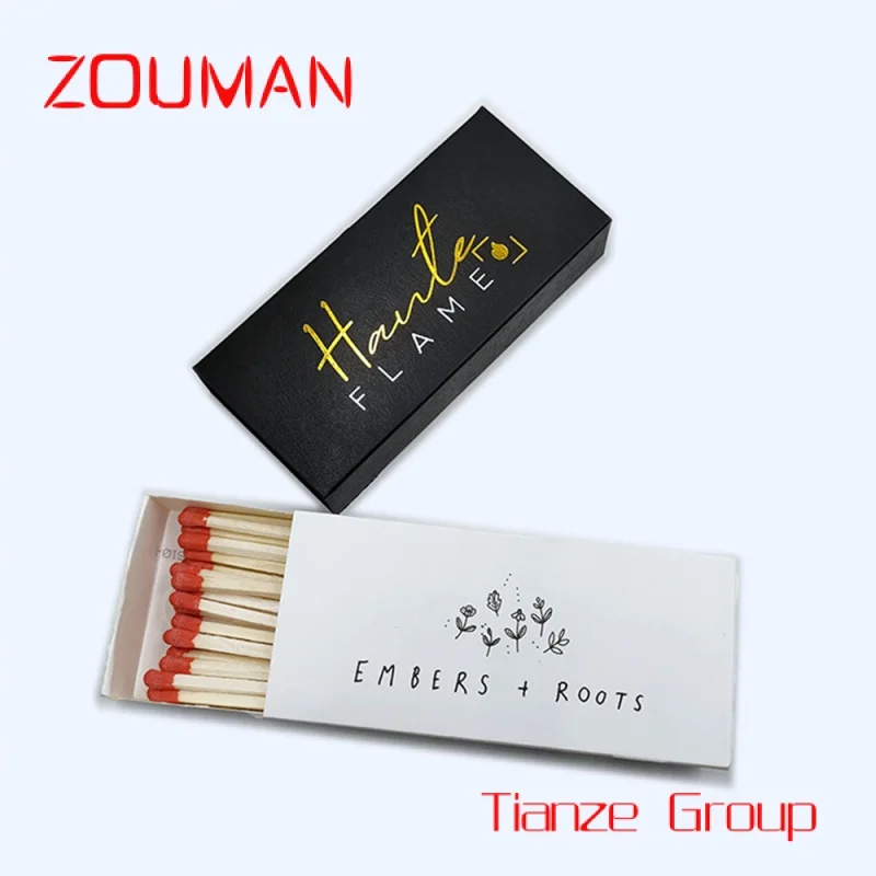 Custom ized no matchsticks high-grade black card gilding advertising matchbox aromatherapy candle match packaging paper