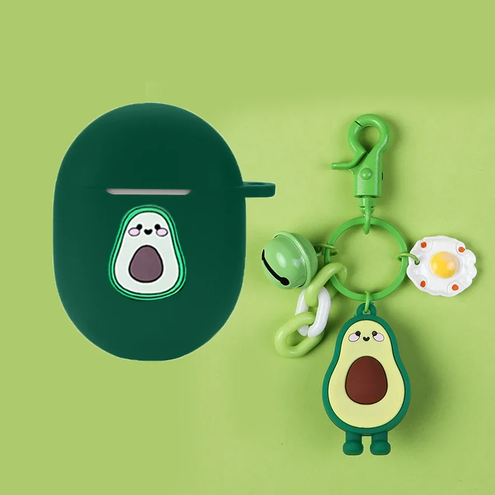 فوندا-حافظة فائقة للراحة من بوس ، حافظة كارتون لطيفة ، غطاء سيليكون للسماعات ، القط ، الكلب ، قلادة الأفوكادو